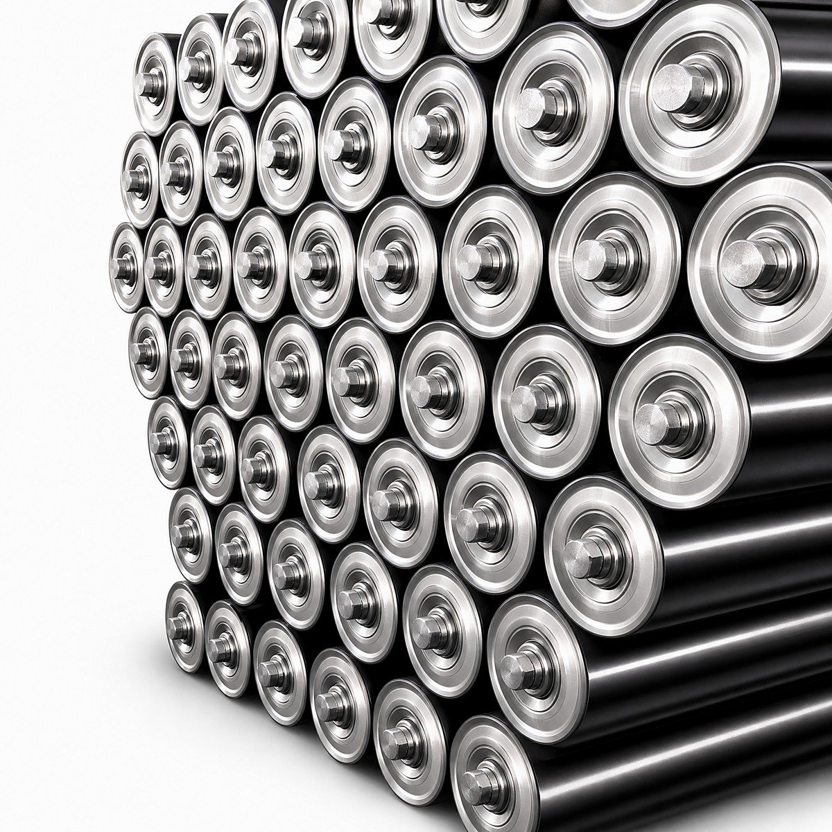 Black idler rollers end view thumbnail