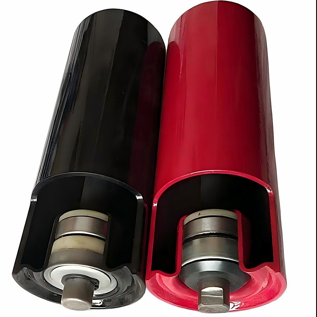 Idler roller cutaway showing bearing seat and labyrinth seal thumbnail