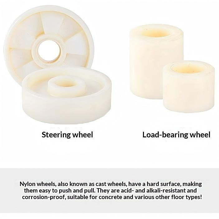 Nylon steering wheel and load-bearing wheels compared