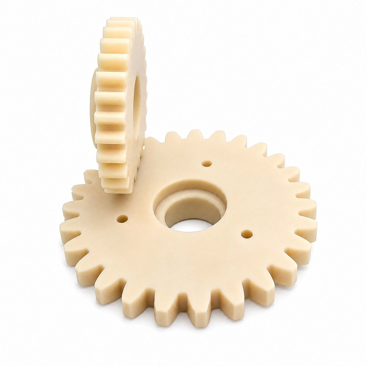 Mating pair of machined nylon spur gears