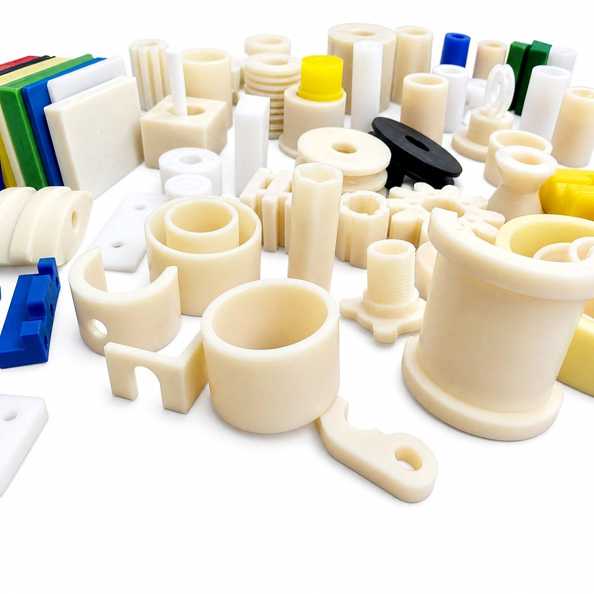 Nylon and UHMW-PE machined parts made to drawing