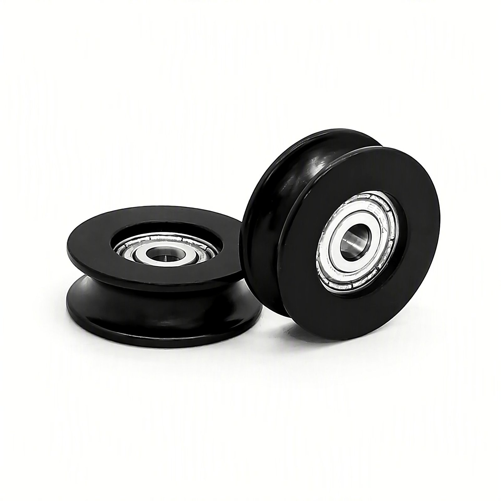 Black PU U-groove coated bearing wheels
