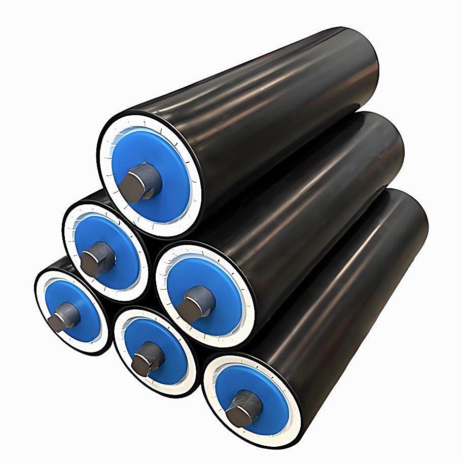 Custom polymer conveyor idler rollers with nylon bearing housings