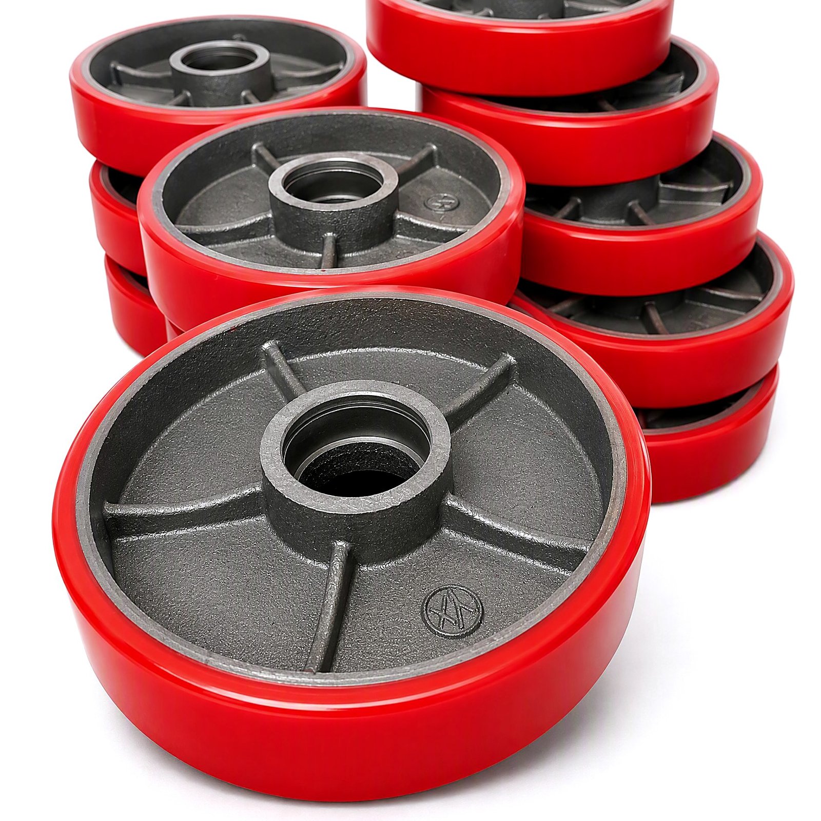 Custom PU wheels with cast iron cores - bearing bore or keyed bore