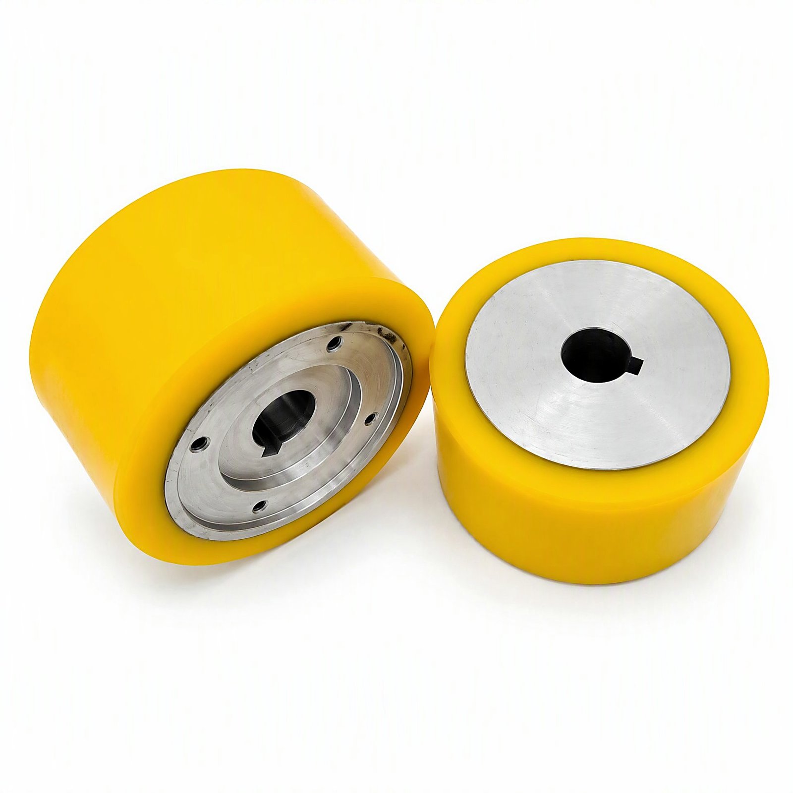 Yellow PU wheels with aluminium end caps