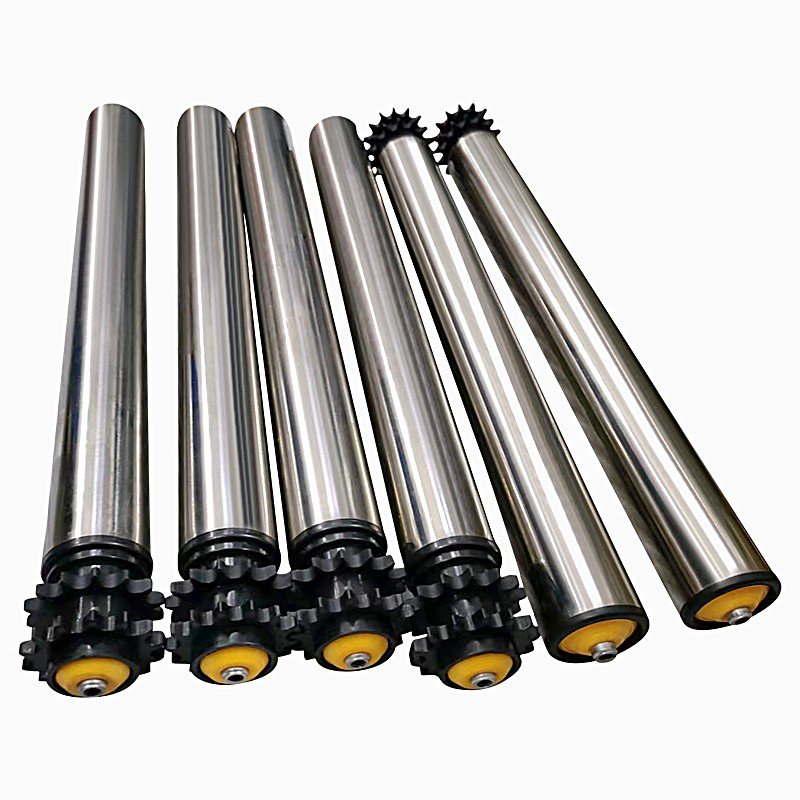 Stainless steel chain-driven sprocket conveyor rollers